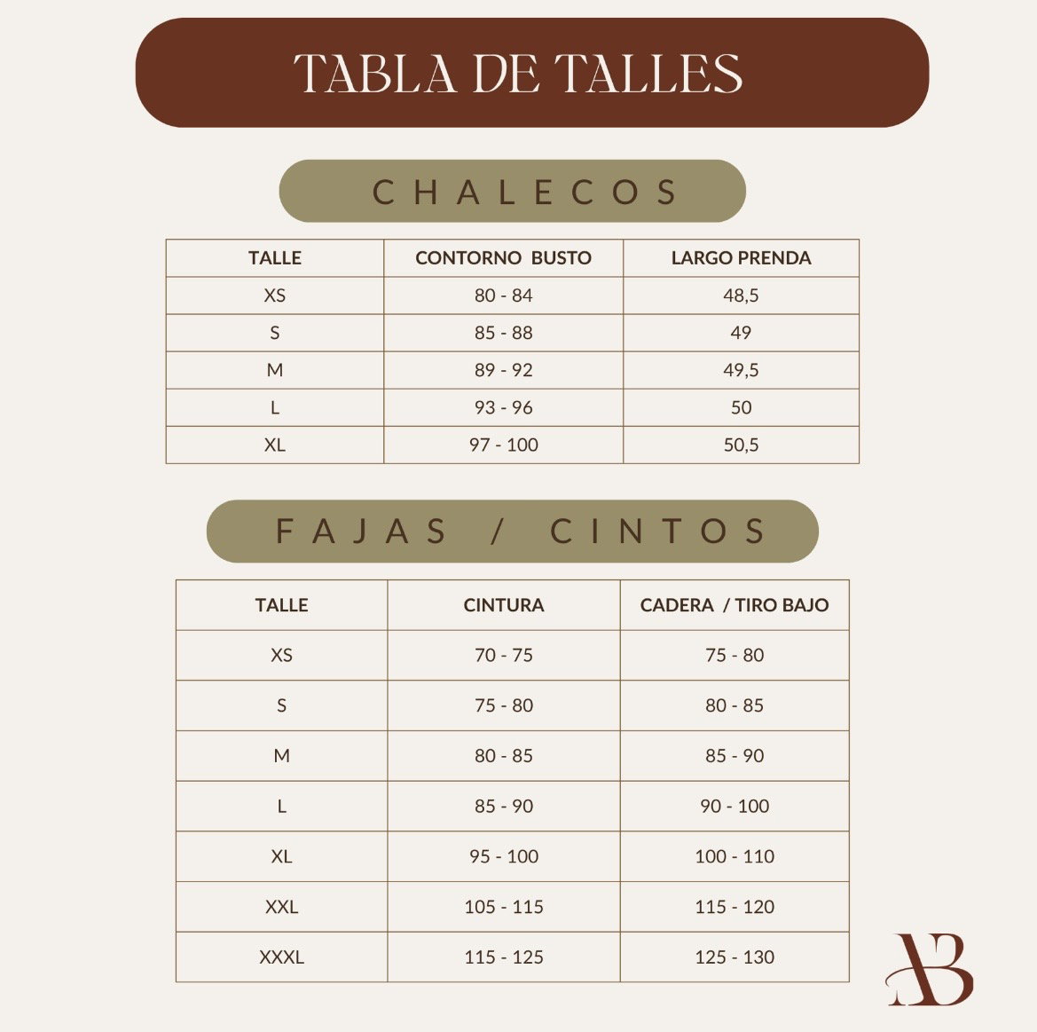 TABLA DE TALLES