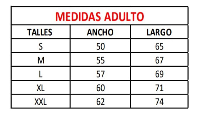 TABLA DE MEDIDAS