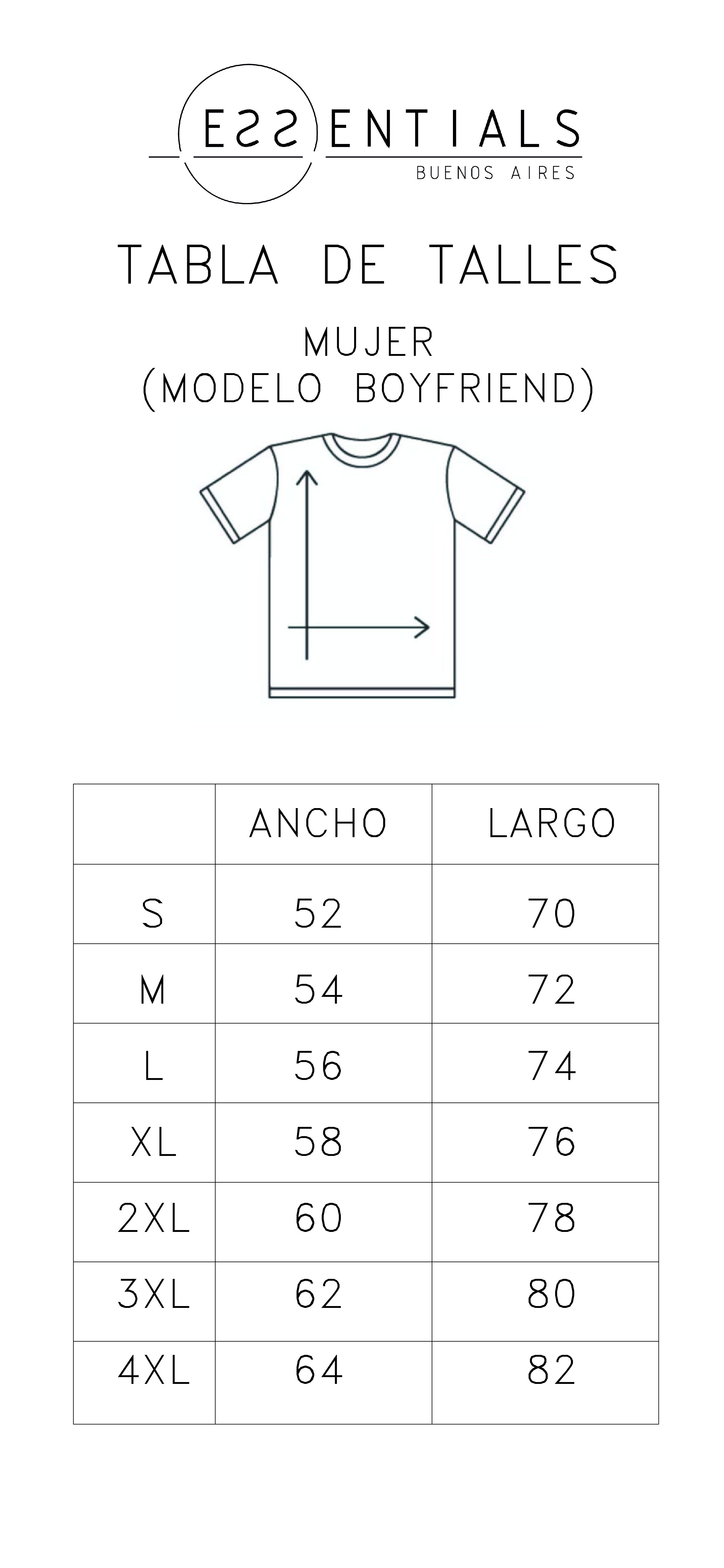 Tabla de Talles Boyfriend (Mujer)