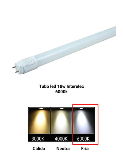 TUBO LED 18W INTERELEC *VIDRIO* FRIO 1.2M 403181#