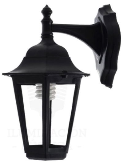 APLIQUE FAROL RUSTICA HEXAG. MENS/SUPER E27 NGRO 315