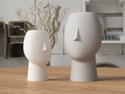 Set Florero Face Impreso en 3D 