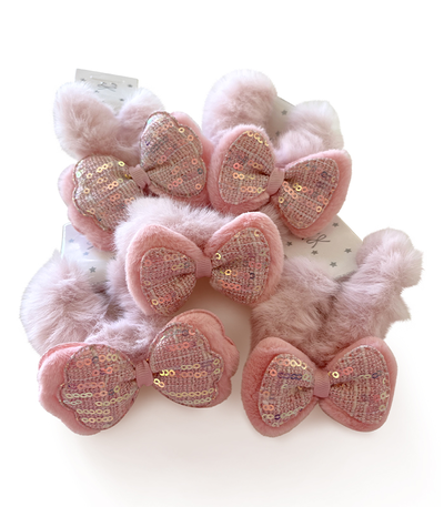 PACK *12 COLITA PELUCHE MONO ROSA