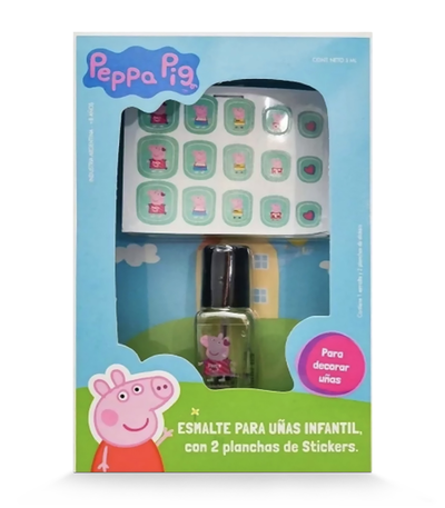 ESMALTE DE UNAS + STICKERS DE PEPPA PIG