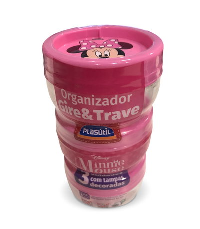 ORGANIZADOR GIRE Y TRABA 155ML 3 PZA MINNIE ROSA