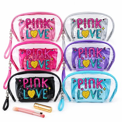 SET *3 PORTACOSMETICOS PINK LOVE