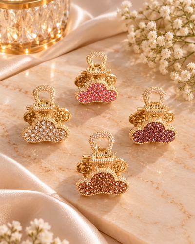 PACK *12 HEBILLAS METAL C/ STRASS MINI NUBECITAS 