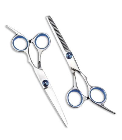 SET DE TIJERAS FRANGE BLUE + PULIR TITANIUM 5.5