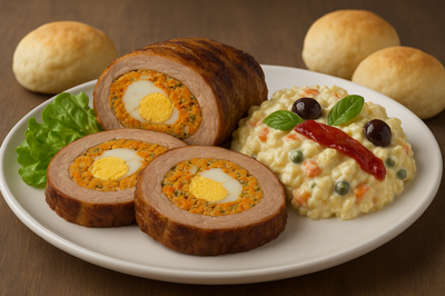 Promo para 1: 3 rodajitas de matambre + 1/2 kg de ensalada rusa