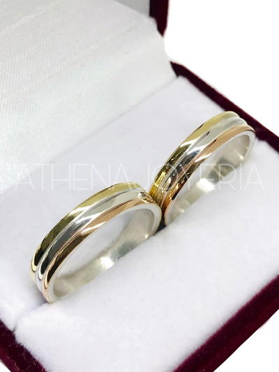TRICOLOR PAR ALIANZAS PLATA Y ORO