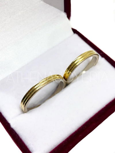 PAR ALIANZAS PLATA Y ORO LAMINADO A011 