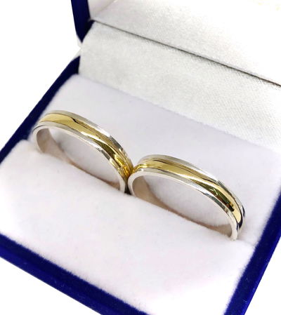 PAR ALIANZAS PLATA Y ORO LAMINADO A031 