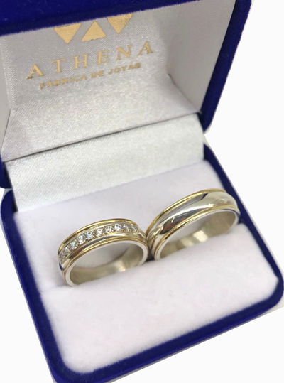 PAR ALIANZAS PLATA Y ORO LAMINADO A100MS 