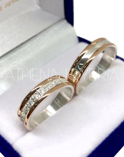 A020MSR PAR ALIANZAS PLATA Y ORO ROSA