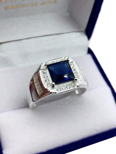  ANILLO SELLO PLATA 925 AZUL