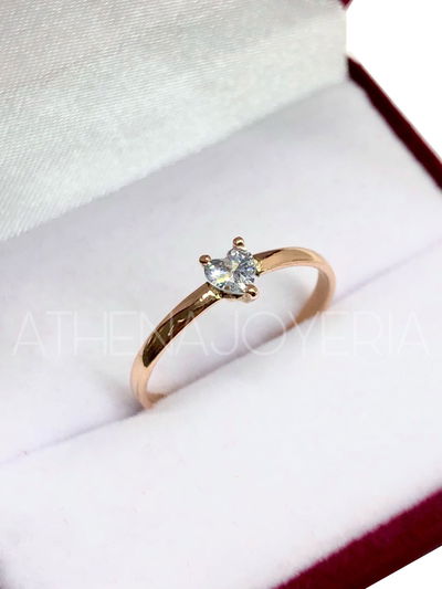 Anillo Cintillo Corazón Oro 18K  