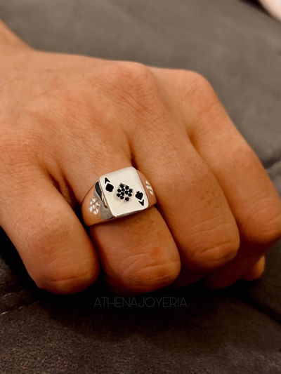 ANILLO SELLO POKER PLATA 925