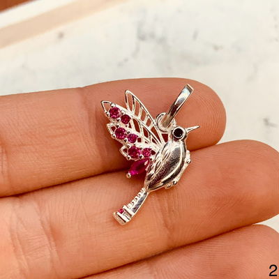 DIJE PLATA 925 COLIBRI CUBIC ROSA