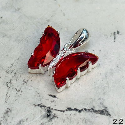 DIJE PLATA 925 MARIPOSA ROJA