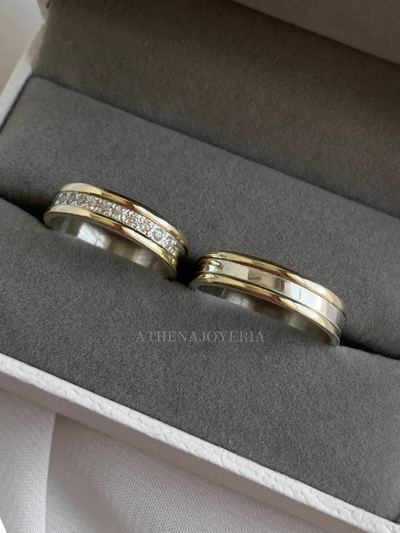 A020MS PAR ALIANZAS PLATA Y ORO MACIZO 18K