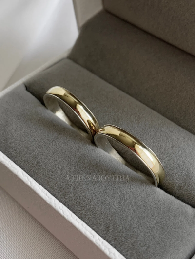 PAR ALIANZAS PLATA Y ORO LAMINADO A210 