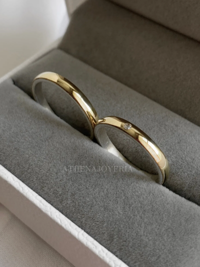 PAR ALIANZAS PLATA Y ORO LAMINADO A110P 