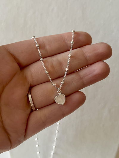 Collar Corazon Nacar Plata 925