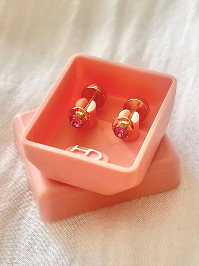 Abridores Marca CH Perno Oro 18k Strass Rosa