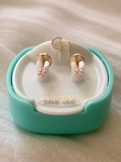 Abridores Oro 18K Marca CH Cubic Rosa Chico