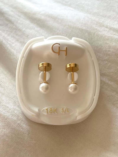 Abridores Oro 18K Marca CH Perla Cultivo 3.5mm - Tic laminado