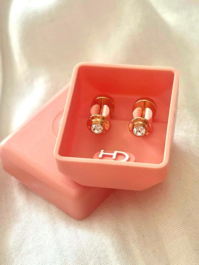 Abridores Marca CH Perno Oro 18k Strass Blanco