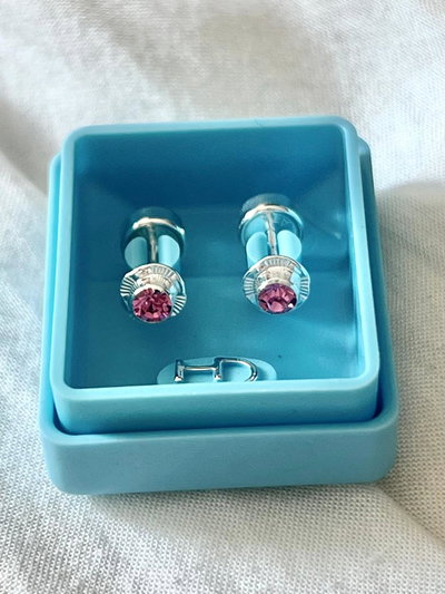 Abridores Plata 925 Marca CH Strass Rosa