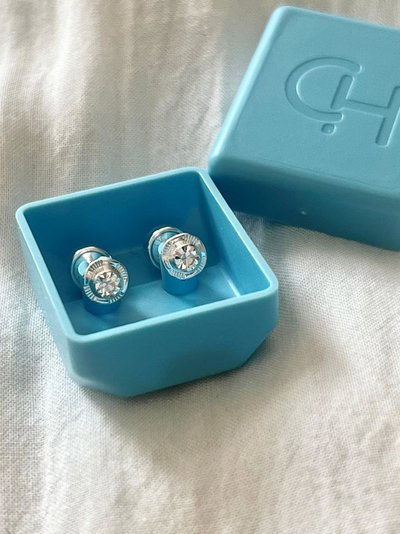 Abridores Plata 925 Marca CH Strass Blanco 