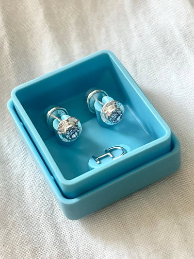 Abridores Plata 925 Marca CH Strass Aqua Celeste