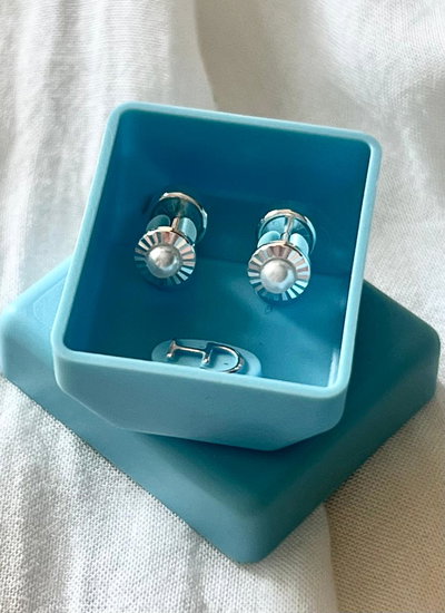 Abridores Plata 925 Marca CH Facetado Perla 