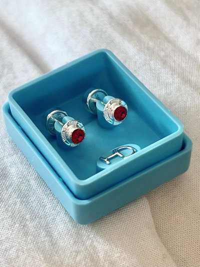 Abridores Plata 925 Marca CH Strass Rojo Rubi