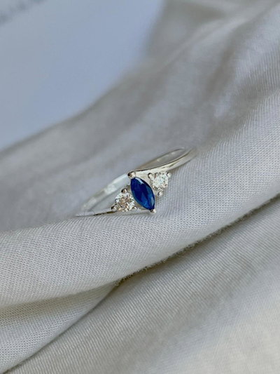 Cintillo Plata 925 Importado Azul