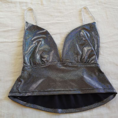 Top Plateado Strass XS
