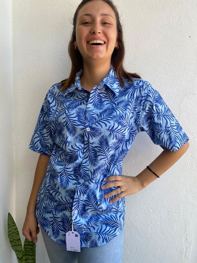 CAMISA FUSSTON QUALITY ESTAMPADA CELESTE