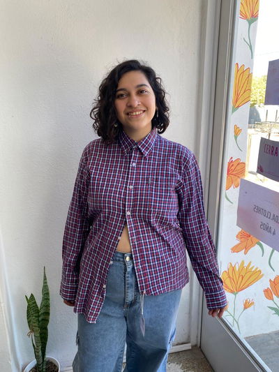 CAMISA A CUADROS AZUL Y ROJO MANGA LARGA