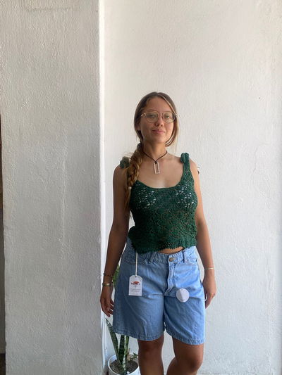 TOP TEJIDO VERDE PARA ATAR