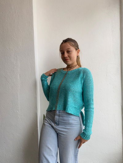 SUETER BRILLOS VERDE AGUA