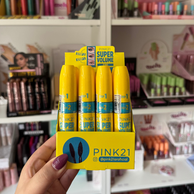 Máscara de pestañas 2 en 1 (color negro) Super volumen Pink21