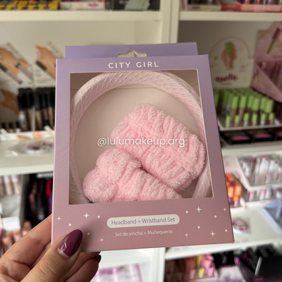 Kit vincha + muñequeras de skincare City Girl