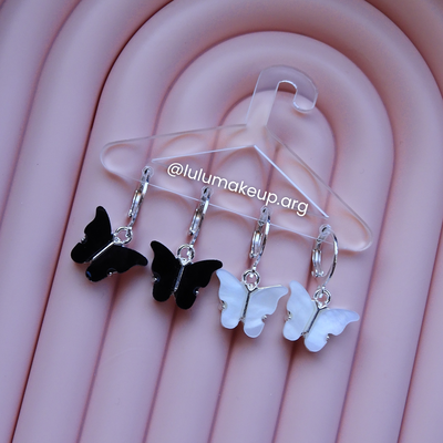 Aros mariposa - acero blanco