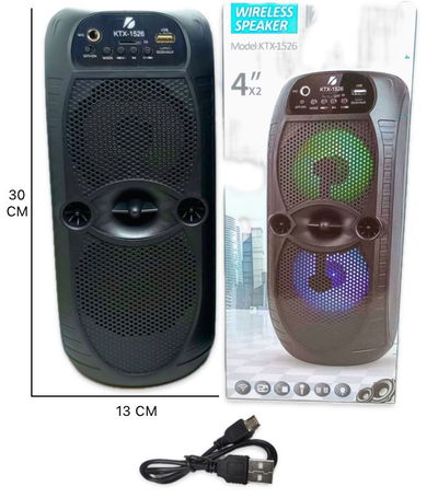 Parlante Portátil Bluetooth 4x2 Recargable 1200mah 10w Rgb Negro