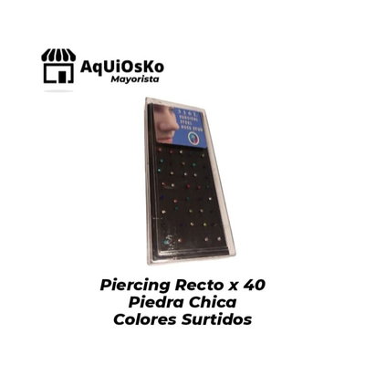 Piercing Nariz Recto Piedra Chica x 40 Colores Surtidos