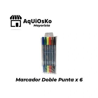 Marcador Doble Punta x 6