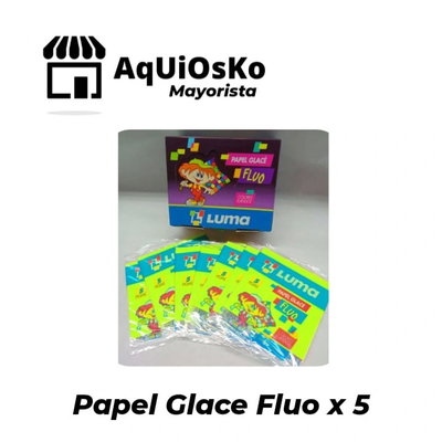 Papel Glace Fluo x 5