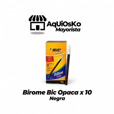 Birome Bic Opaca Negra x 10